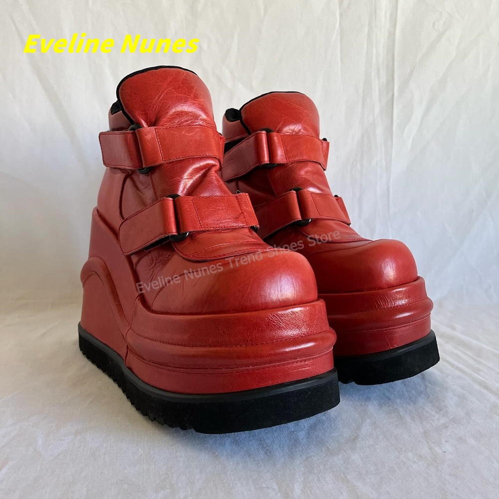 Circle Hook Set - Y2K Gotik Kırmızı Platform Botlar Kadınlar